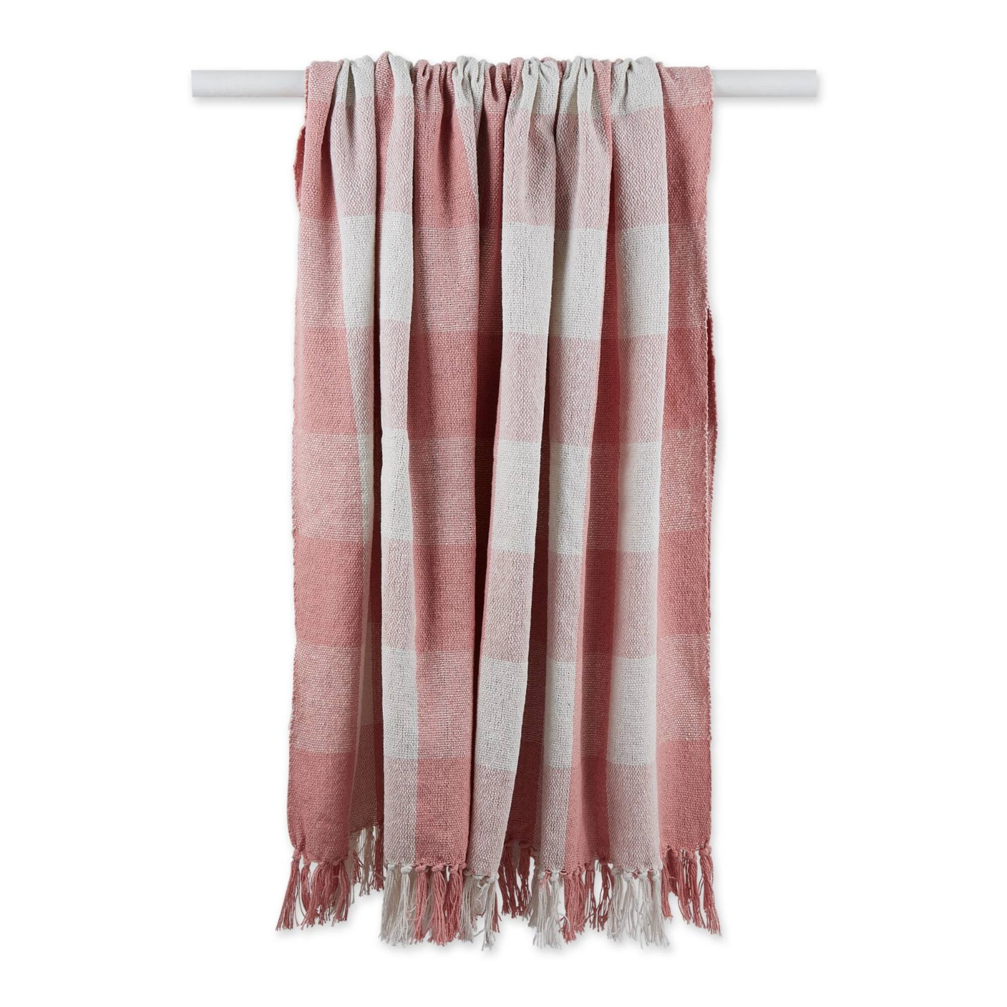 DII® Pink & White Buffalo Check Throw